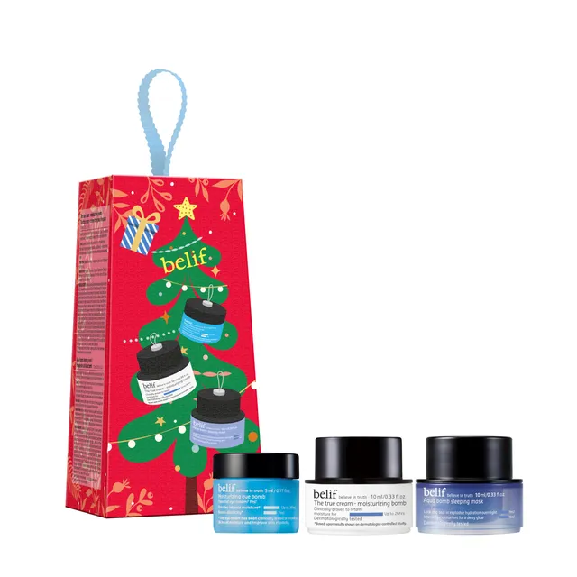 belif Aqua Bomb Santa Moisturizer Kit Gesichtspflege Set 3tlg