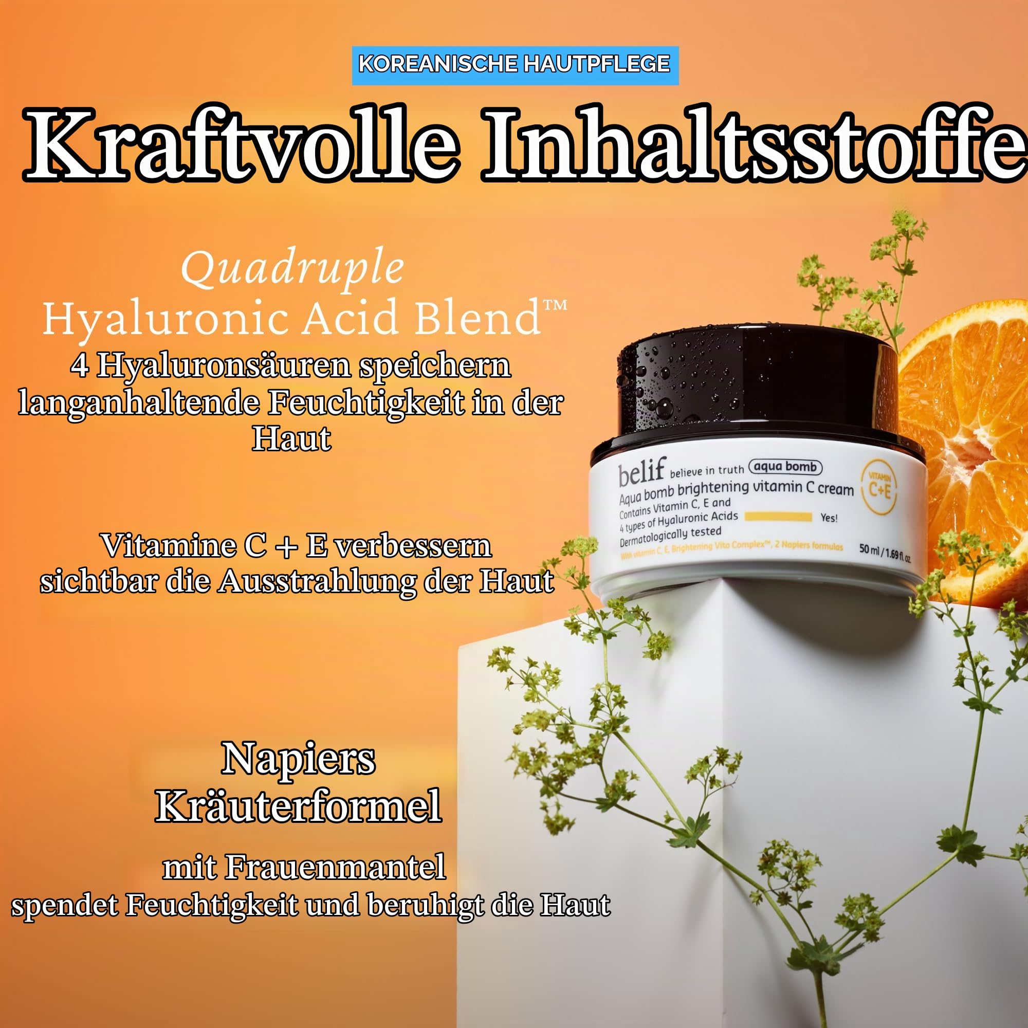 belif Aqua Bomb Gesichtscreme Vitamin C Cream 50 ml vegan