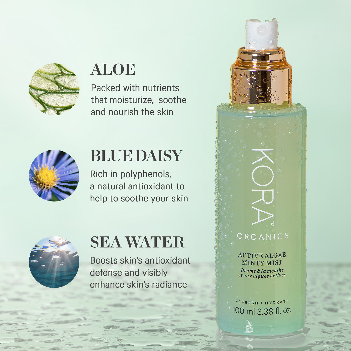 Kora Organics Active Algae Minty Mist Gesichtsspray Minze 100ml