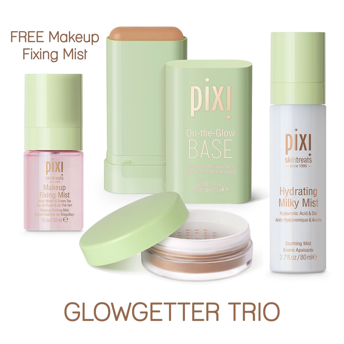 Pixi GlowGetter Trio Make-up Set 4-teilig mit Base 18 Farben