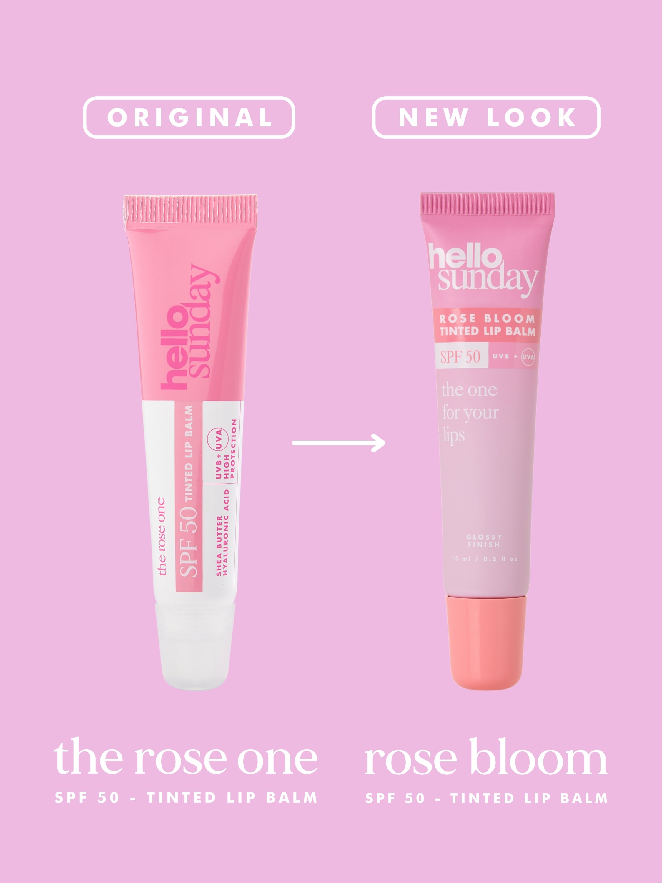 Hello Sunday Lips Tinted Lip Balm SPF 50 Rose Bloom Shea