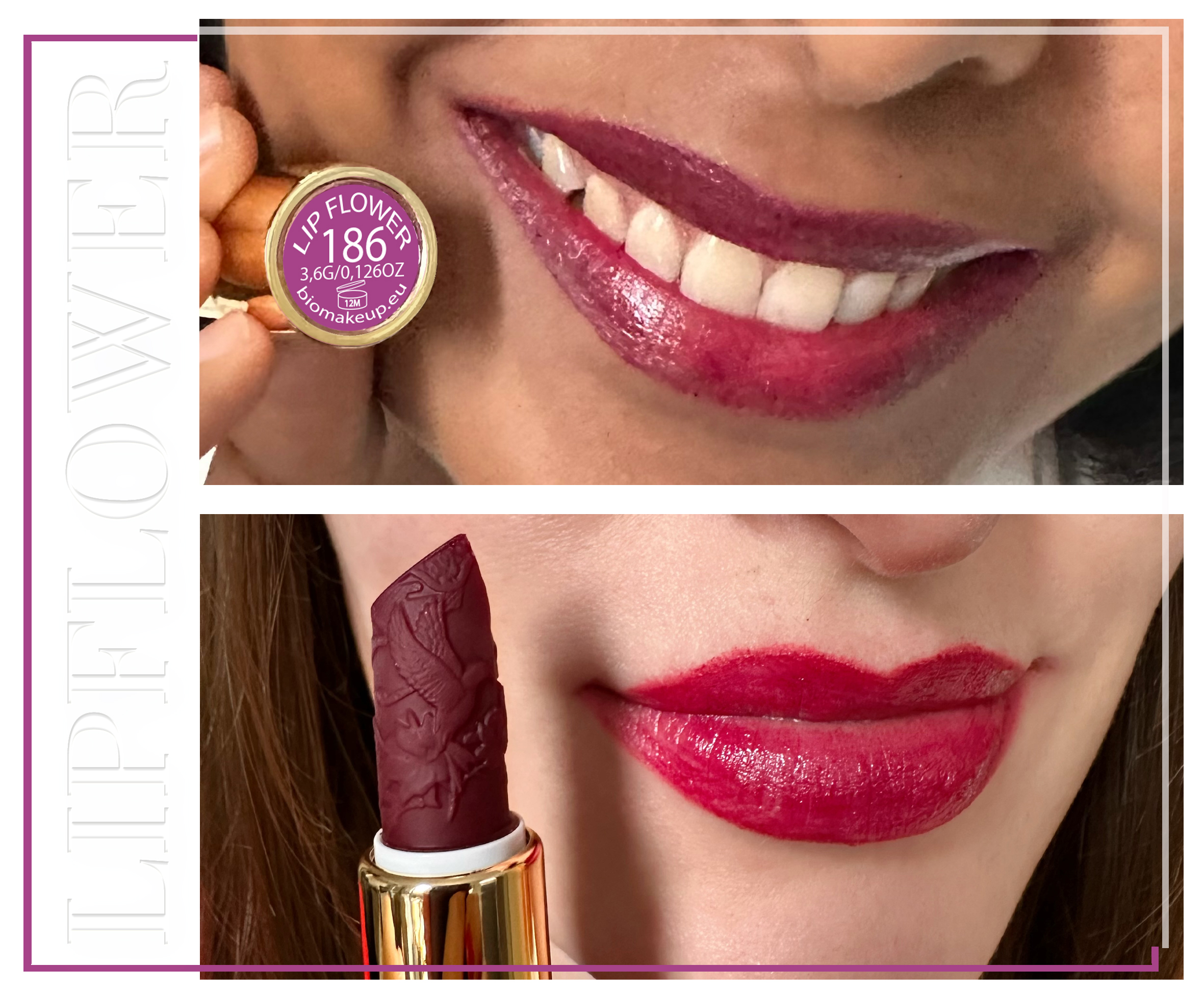 Shaoyun Lip Flower Rosa 186 Rose Lippenstift vegan beerenrot