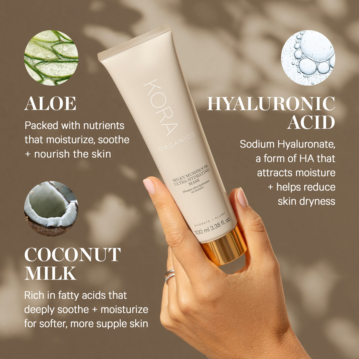 Kora Organics Milky Mushroom Maske Gesichtsmaske 100 ml Hyaluron